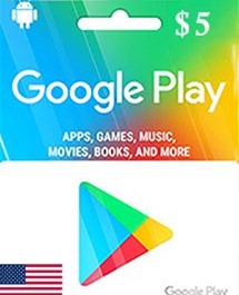 Обложка Карта подарочная Google Play 5 USD