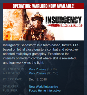 Insurgency: Sandstorm (Steam Key/Region Free/ROW) + RU