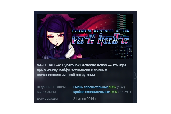 VA-11 Hall-A: Cyberpunk Bartender Action АВТОДОСТАВКА STEAM GLOBAL МГНОВЕННО ЛИЦЕНЗИЯ