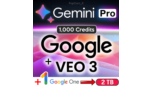 Скриншот Google Gemini AI Pro с Veo 3 и Flow — 1000 AI Credits, личный аккаунт