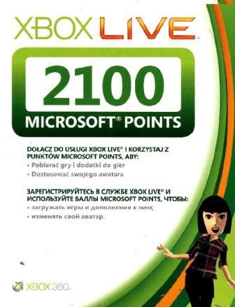 Скриншот Xbox Live - 2100 MS Points (EUR,RUS) - Скан