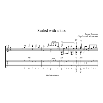 Jasson Donovan - Sealed with a kiss. Ноты и табулатура.