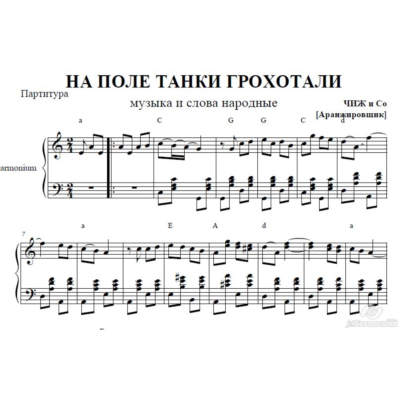 НА ПОЛЕ ТАНКИ ГРОХОТАЛИ (ЧИЖ И C) ноты аккордеон/баян