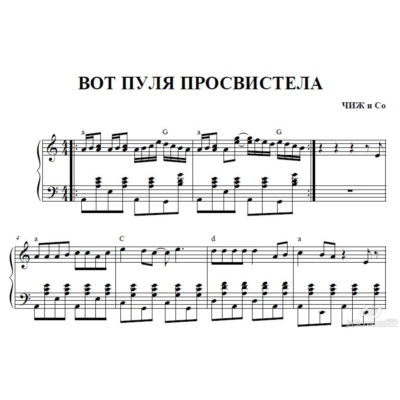 ВОТ ПУЛЯ ПРОСВИСТЕЛА (ЧИЖ и С)ноты аккордеон.фортепиано
