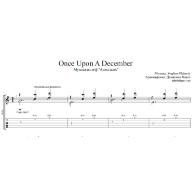 Once Upon A December - ноты и табы для гитары