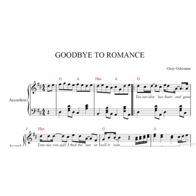 Goodbye to romance Ozzy Osbourne ноты для аккордеона
