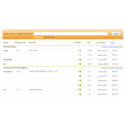 Скрипт сервиса поиска детали EMEX.RU (FindDetailAdv4)