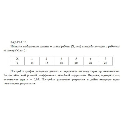 Имеются выборочные данные о стаже работы (X, лет) и выр