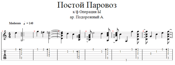 Постой Паровоз - к/ф Операция Ы аранжировка для гитары