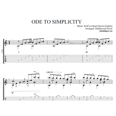Ode to Simplisity(Secret Garden)-ноты и табы для гитары
