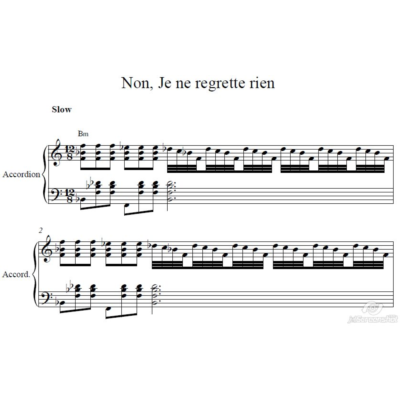 Non, Je ne regrette rien ноты для аккордеона (Э.Пиаф)