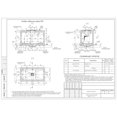 Монолитные колодцы связи, прямой и угловой (DWG)