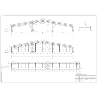 Одноэтажное трехпролетное здание 120х108м (DWG)