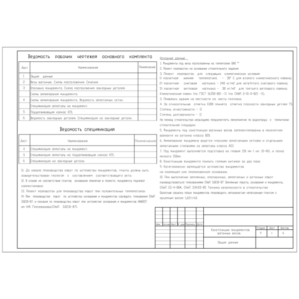 Конструкции фундаментов вагонных весов (DWG)