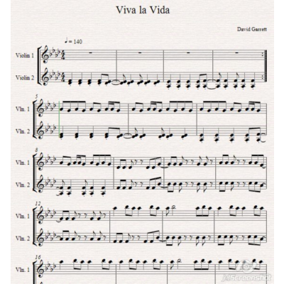 David Garrett – Viva la Vida ноты для дуэта скрипок