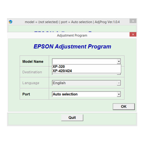 Adjustment program Epson XP-320, XP-420, XP-424