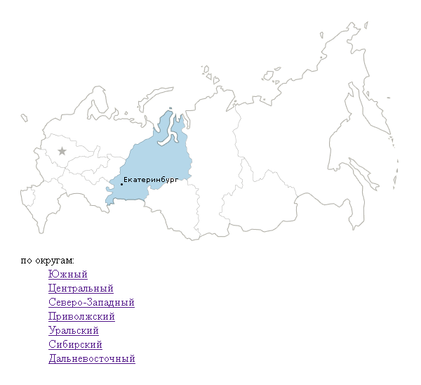 Скрипт интерактивной карты Федеральных округов России