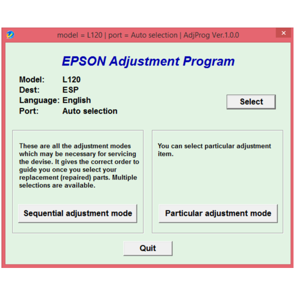 Adjustment program Epson L120