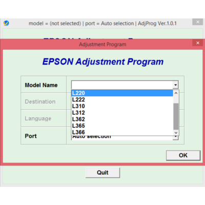 Adjustment program Epson L132, L222, L312, L362, L366