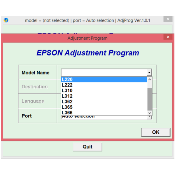 Adjustment program Epson L132, L222, L312, L362, L366
