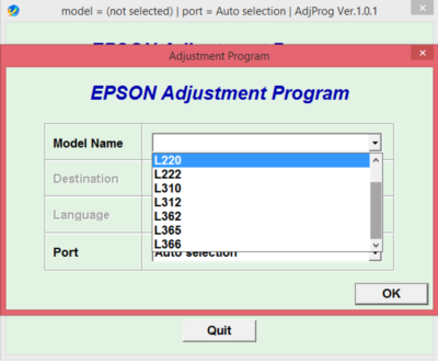 Adjustment program Epson L132, L222, L312, L362, L366