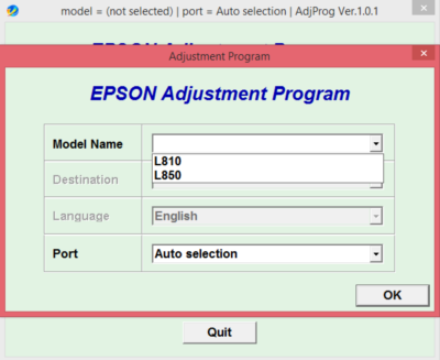 Adjustment program Epson L810, L850