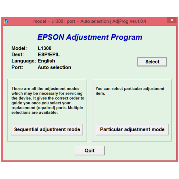 Adjustment program Epson L1300