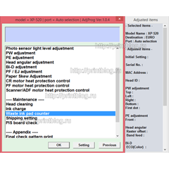 Adjustment program XP520, XP625, XP720, XP760, XP860