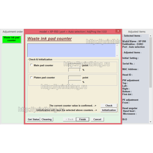 Adjustment program XP-510, XP-610, XP-615, XP-710