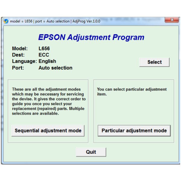 Adjustment program Epson L656