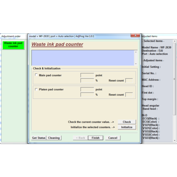 Adjustment program Epson WorkForce WF-2630