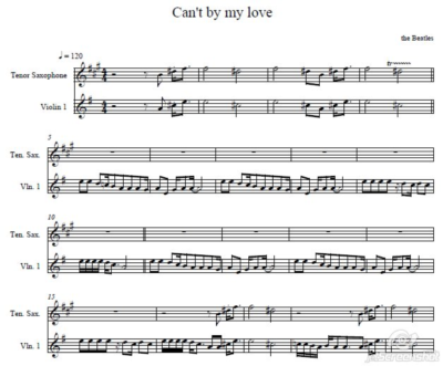 Сan't by my love THE BEATLES  ноты для скрипки и тенора