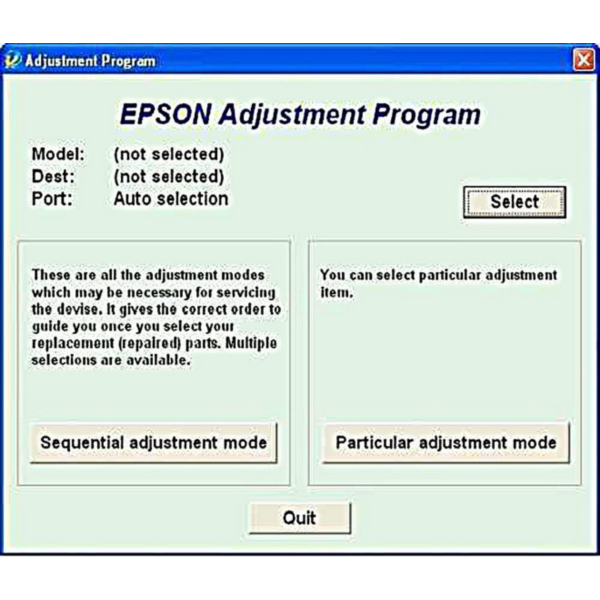 Epson L110, L210, L300, L350, L355 Adjustment program