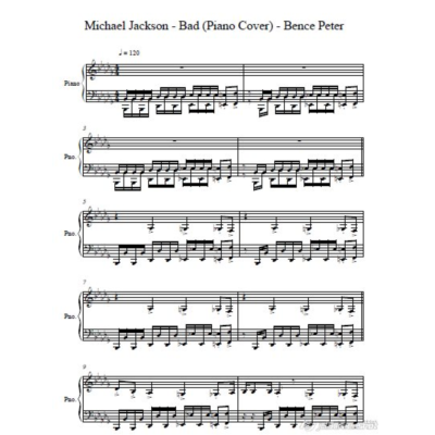 Bad-Michael Jackson-piano- Bence Peter (ноты для ф-но)