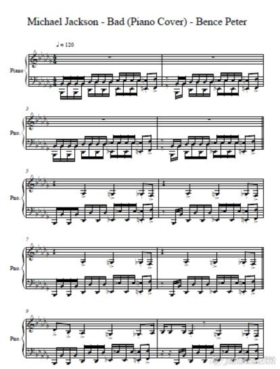 Bad-Michael Jackson-piano- Bence Peter (ноты для ф-но)