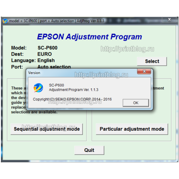 Adjustment program Epson SC-P600 сброс памперса