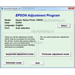 Adjustment program Epson Stylus Photo 1500W (EURO)