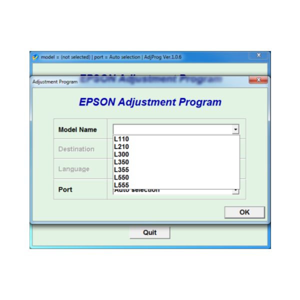 Adjustment program EPSON L110,210,300,350,355,550,555