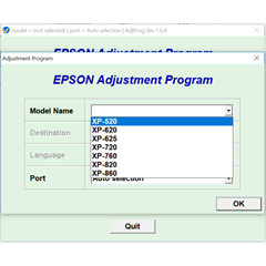 Adjustment program XP520, XP625, XP720, XP760, XP860