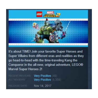 LEGO Marvel Super Heroes 2 STEAM KEY REGION GLOBAL+РОССИЯ ЛИЦЕНЗИЯ