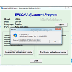 Adjustment program EPSON L3050, L3070 (сброс памперса)