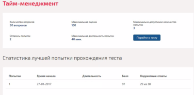 Тайм менеджмент.Тест Синергия