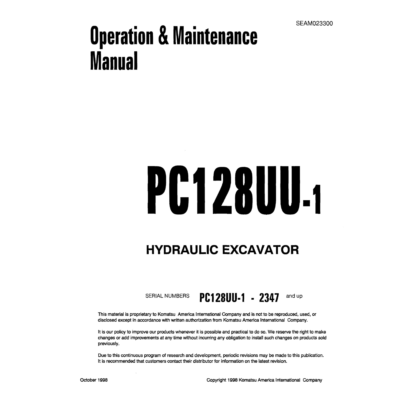 Komatsu PC128UU-1 Operation and Maintenance Manual