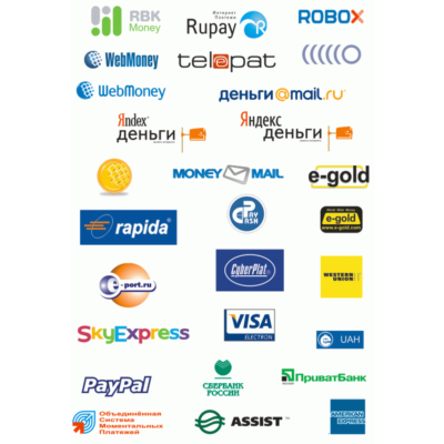 Логотипы электронных платежных систем: WebMoney, Яндекс