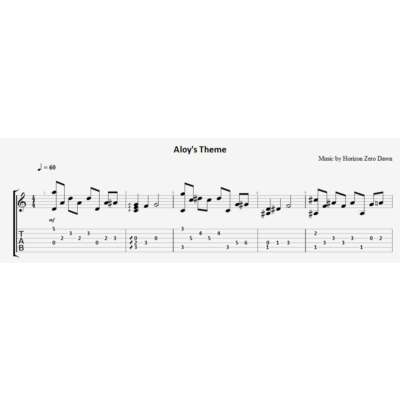 Aloy´s Theme (Horizon Zero Dawn) - на гитаре ноты+табы