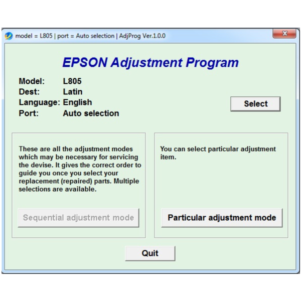 Аджасмент EPSON L805