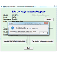Epson WF-3720, WF-3725 Adjustment program (Reset)