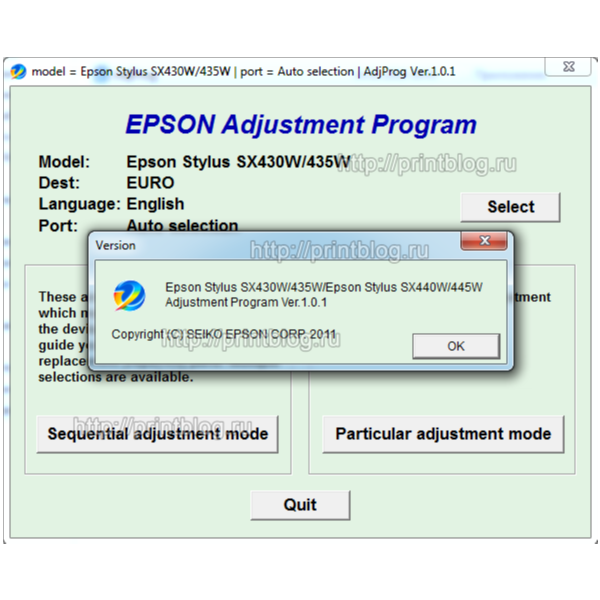 Adjustment program для Epson Stylus SX430W, SX435W