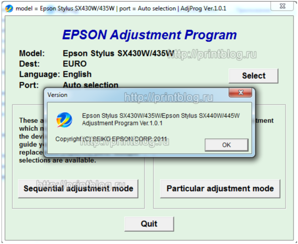 Adjustment program для Epson Stylus SX430W, SX435W