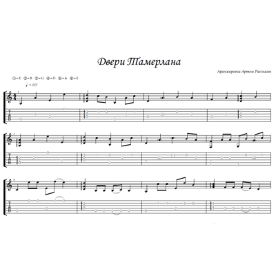 Двери Тамерлана (Мельница) - гитара ноты+табы